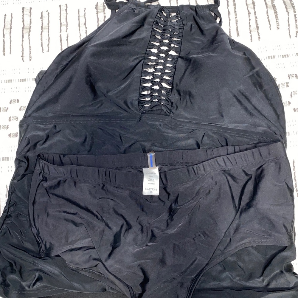 Swimsuits for All black lattice tankini